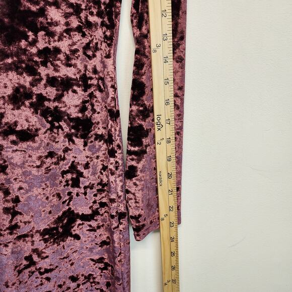 Michael Michael Kors Crushed Velvet Dress Size M Dark Pink Long Sleeve Goth Glam - Picture 8 of 13